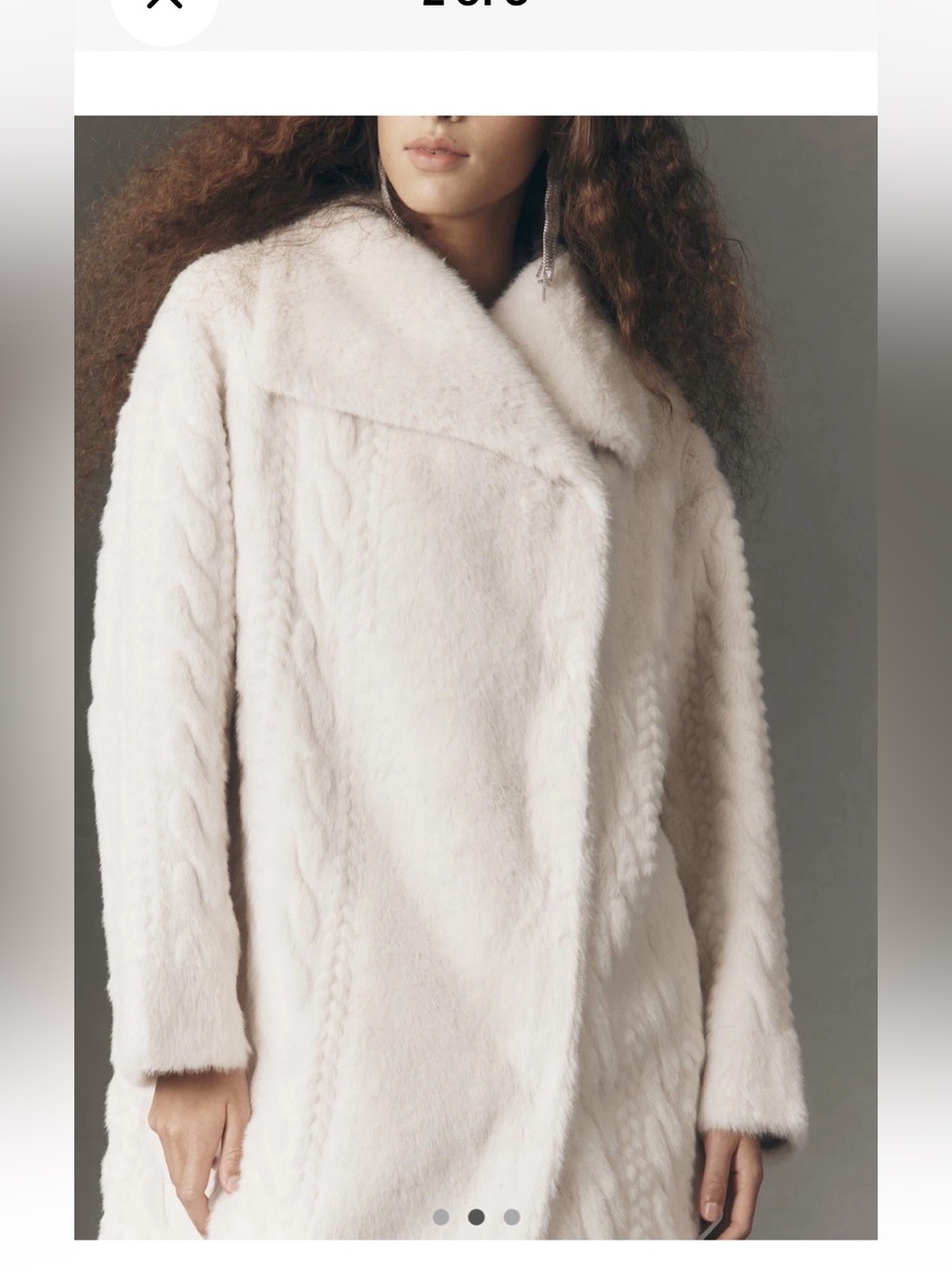 Anthropologie Avec Les Filles white/ivory Faux Fur Long Braided Coat M